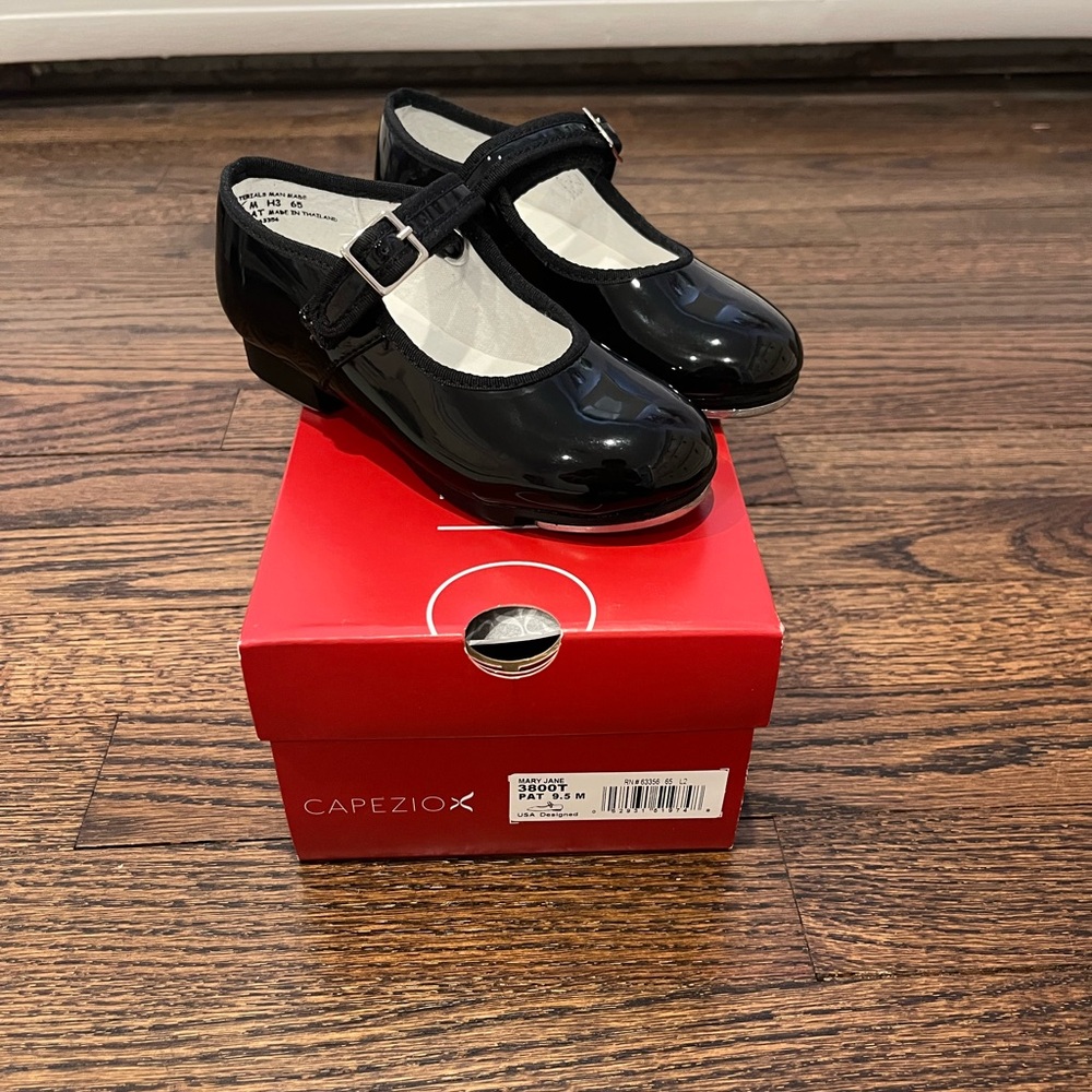 EUC Toddler's 9.5 Capezio Black Patent Leather Mary Jane Tap Shoe